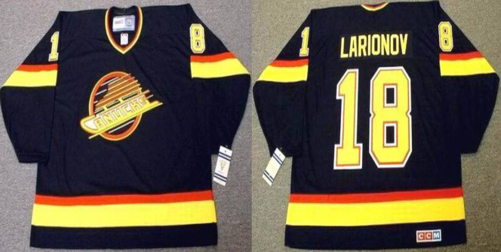 2019 Men Vancouver Canucks #18 Larionov Black CCM NHL jerseys->vancouver canucks->NHL Jersey